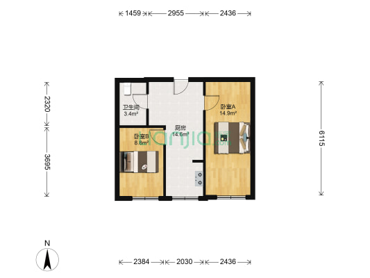 哈西民主家园 2室0厅1卫 68平方