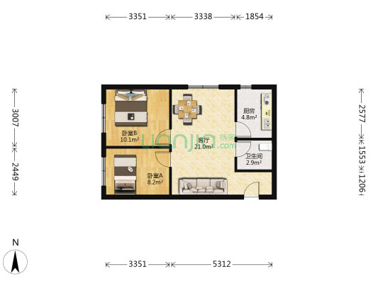 河畔新城六期 2室1厅1卫 71平方