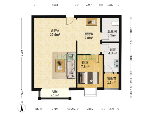 港苑新空间 1室2厅1卫 147平方