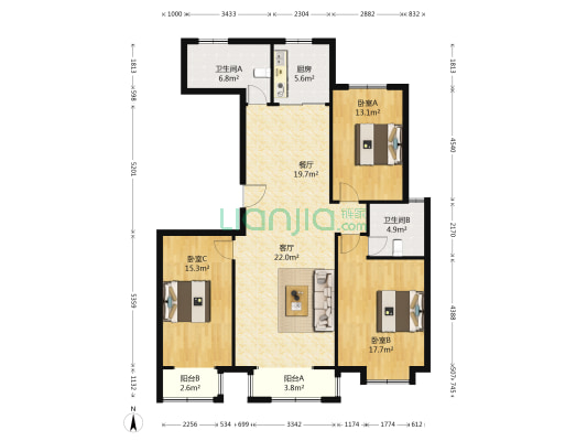 华庭豪苑 3室2厅2卫 143平方