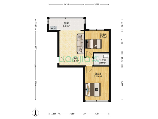 新河街 2室1厅1卫 53平方