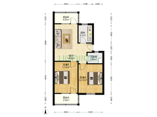 闽交小区 2室1厅1卫 65平方
