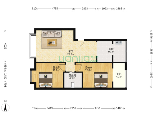 西城花园 2室1厅1卫 89平方