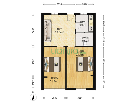 长江中路276号 2室1厅1卫 67平方