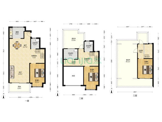 中兆院子 3室2厅3卫 156平方