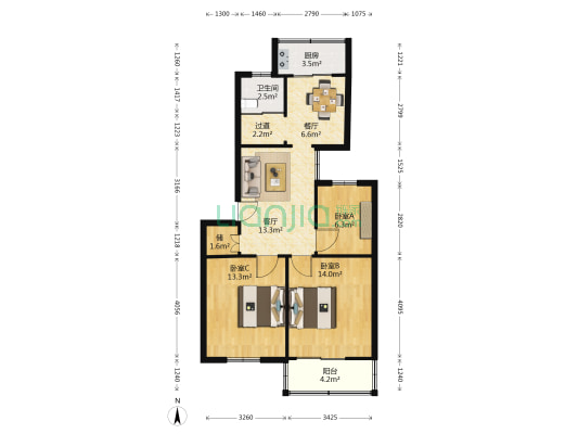 农机推广站生活小区 3室2厅1卫 80平方