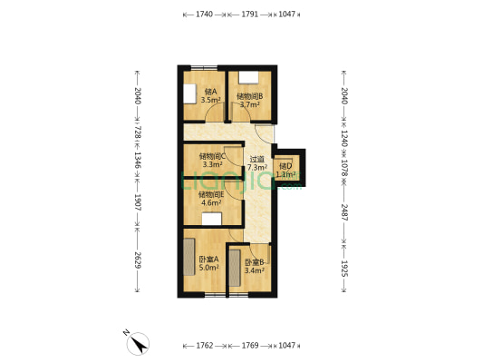 海关街 2室0厅0卫 54平方