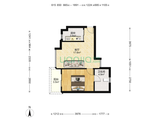 雅居乐都汇城 1室1厅1卫 53平方