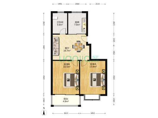 团结新村 2室1厅1卫 86平方