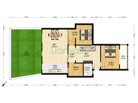 兴蓉西巷3号 2室2厅1卫 58平方