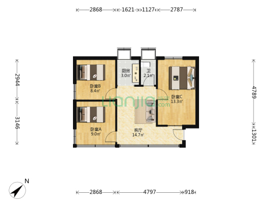 武珞路270到272号 3室1厅1卫 59平方