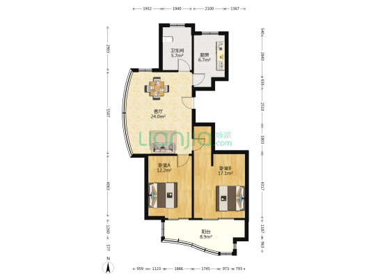 万众名府 2室1厅1卫 106平方