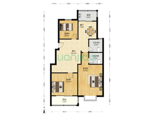 通洋花园 3室2厅2卫 120平方