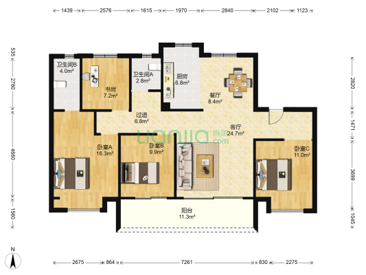伴山美庐 4室2厅2卫 143平方