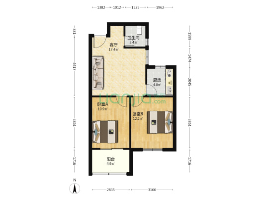 石埠湾花园云霞居 2室1厅1卫 70平方
