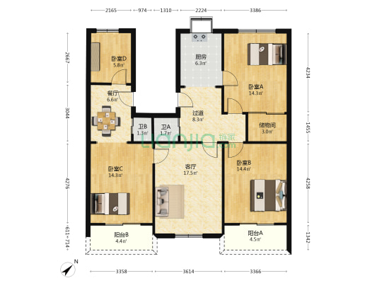 剧院村 4室2厅2卫 129平方