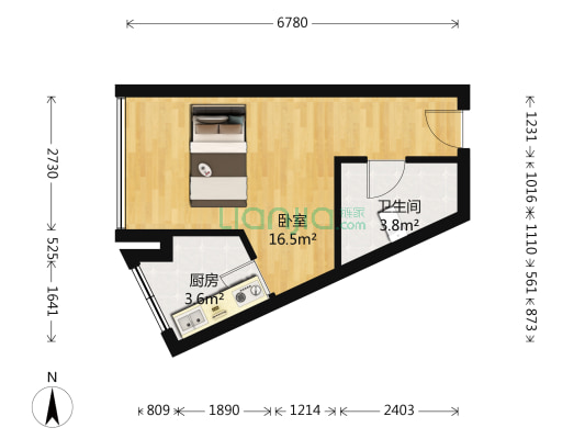 中原云鼎广场 1室0厅1卫 38平方