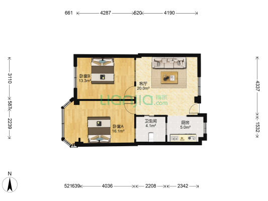 中行宿舍(惠济路) 2室1厅1卫 79平方