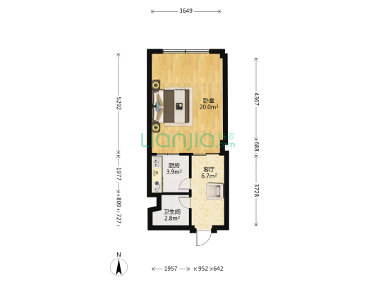 和平城市广场 1室1厅1卫 52平方