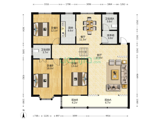 宝业•天时苑 3室2厅3卫 141平方