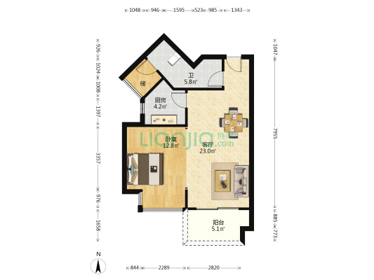 金色年华 1室1厅1卫 66平方