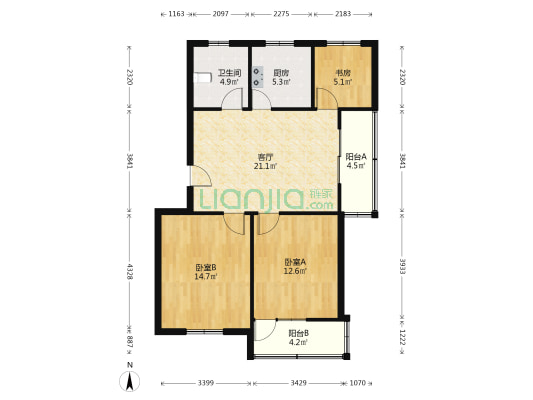 宏浦北园 3室1厅1卫 90平方