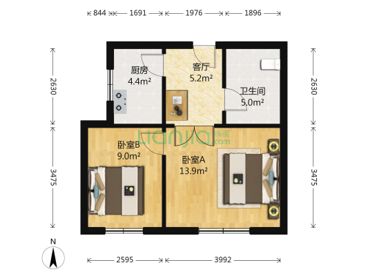 居华里 2室1厅1卫 52平方