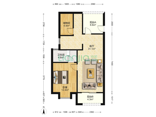 千邑悦庭 1室1厅1卫 92平方