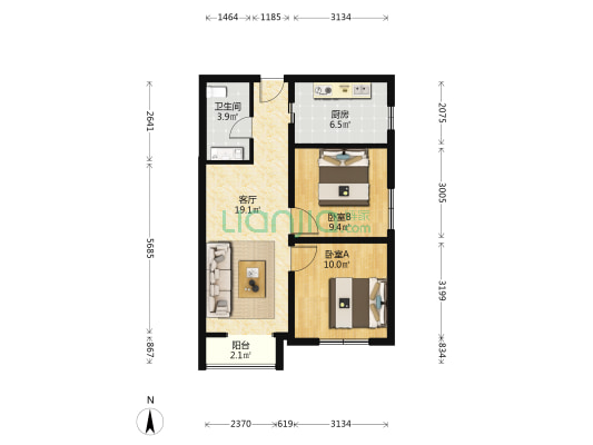 西局玉园 2室1厅1卫 76平方