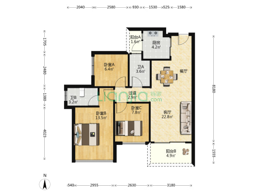 龙光·玖誉湾 3室1厅2卫 88平方