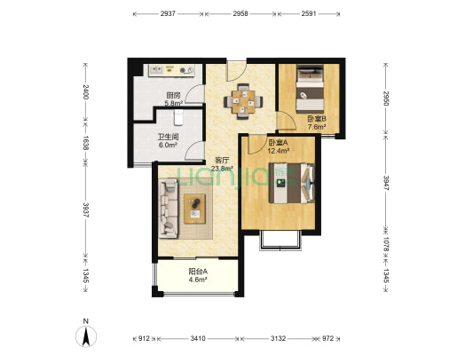 培江园西区 2室1厅1卫 80平方