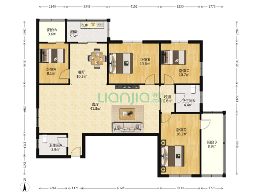 西五路87号 4室2厅2卫 169平方