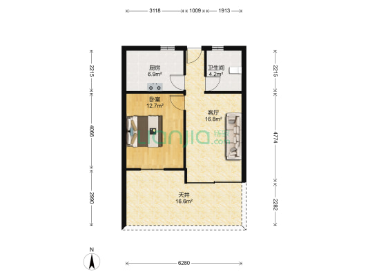 古北新城 1室1厅1卫 49平方