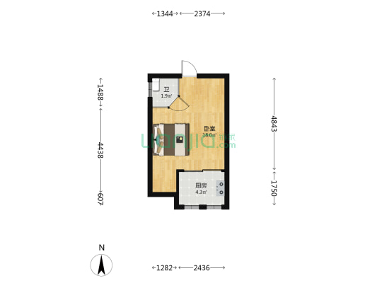 名成海洋中心 1室0厅1卫 35平方
