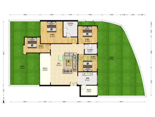 香港置地壹号半岛 4室1厅2卫 153平方