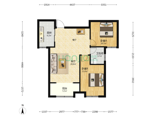 华邦旭馨园A区 2室1厅1卫 94平方