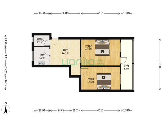 石匠弄 2室1厅1卫 64平方