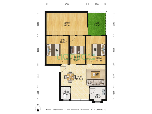 万寿巷16号 3室1厅1卫 76平方