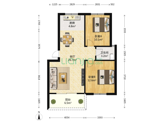 印染小区 2室1厅1卫 75平方