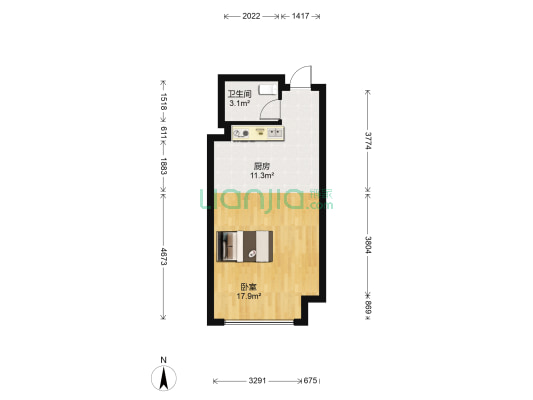 华景川碧海辰园 1室0厅1卫 59平方