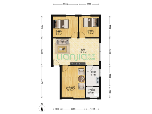 新三村住宅 3室1厅1卫 65平方