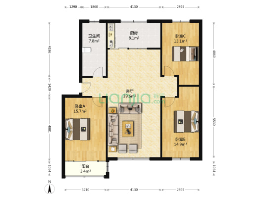 钱塘江路1、3号 3室1厅1卫 120平方