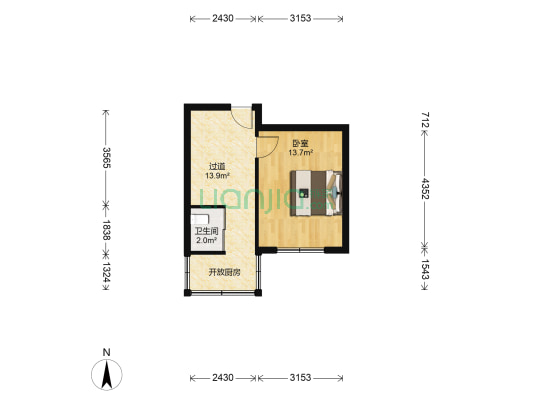 宁工街2-6 1室0厅1卫 48平方