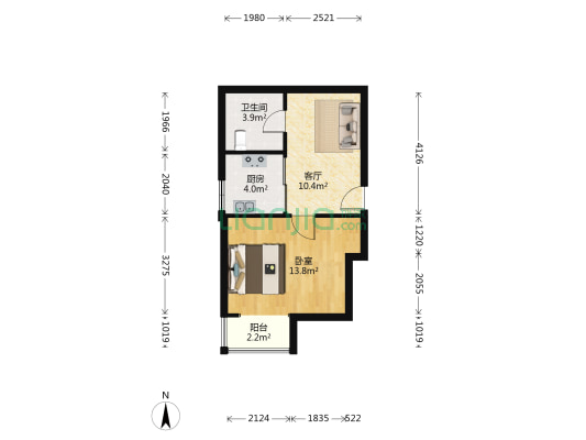 西河苑 1室1厅1卫 46平方