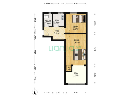 新华东街 2室0厅1卫 51平方