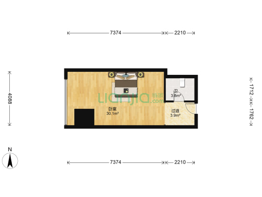 英利国际广场 1室0厅1卫 57平方