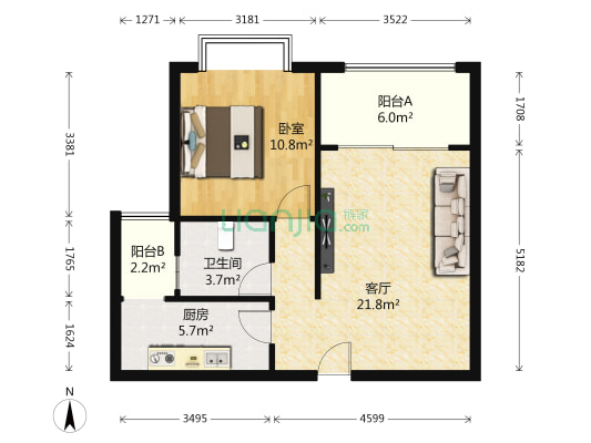 学林 1室1厅1卫 58平方