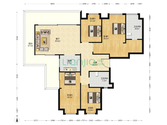 中铁尚和锦城 4室1厅2卫 208平方