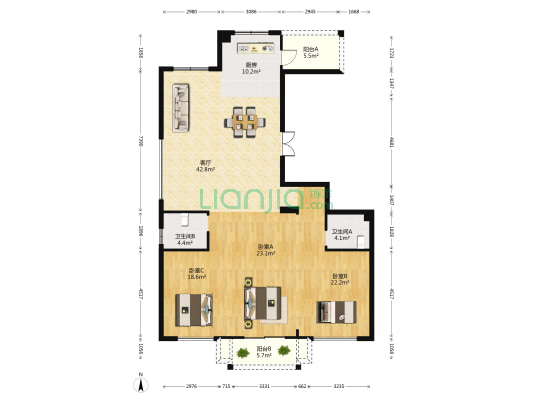 店后皇家花园 3室1厅2卫 185平方