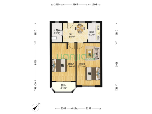 煤科公寓 2室1厅1卫 81平方